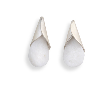 Earrings Silver and Marble