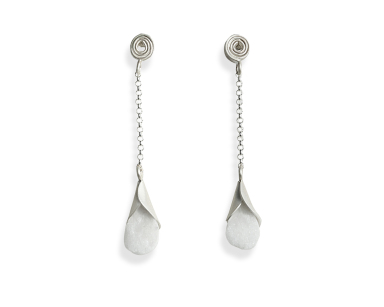 Chandelier Earrings Silver and Marble