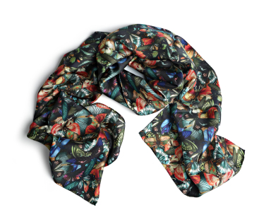 Butterflies silk scarf 160x35cm