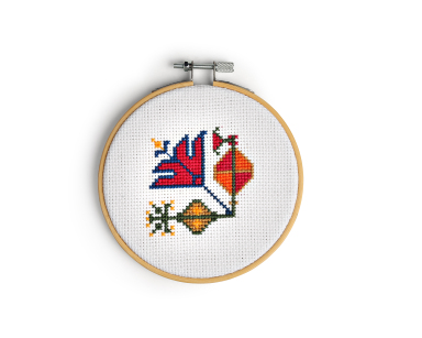 Handmade Embroidery Hoop with Flower from a Traditional Costume of Chios