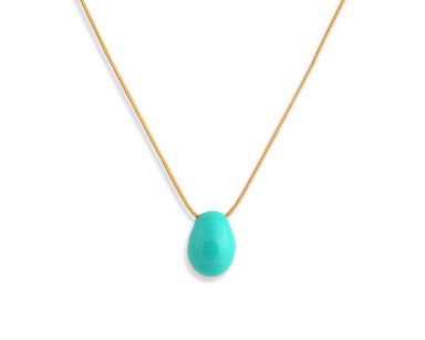 Egg Shaped Pendant with Emerald Enamel