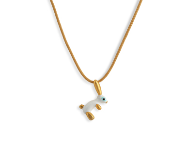 Bunny Pendant with White Enamel