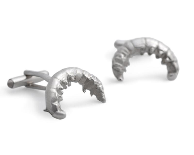 Μανικετόκουμπα Μεταξοσκώληκας σε Ασήμι 1