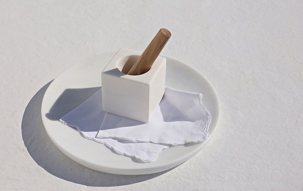 Στρογγυλή Πιατέλα από Λευκό Μάρμαρο 1