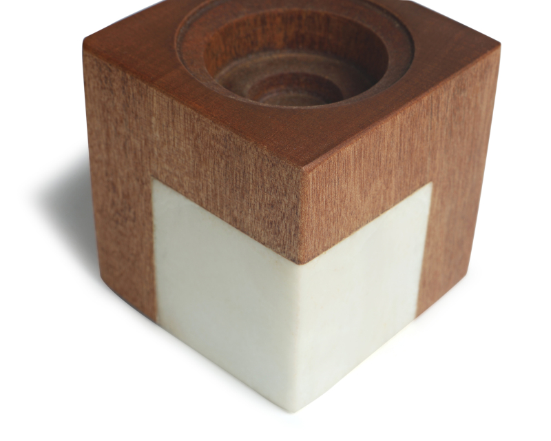 Candlestick made of Wood and Marble 6x6cm 1