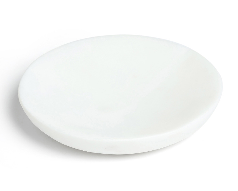 Round platter made of white marble