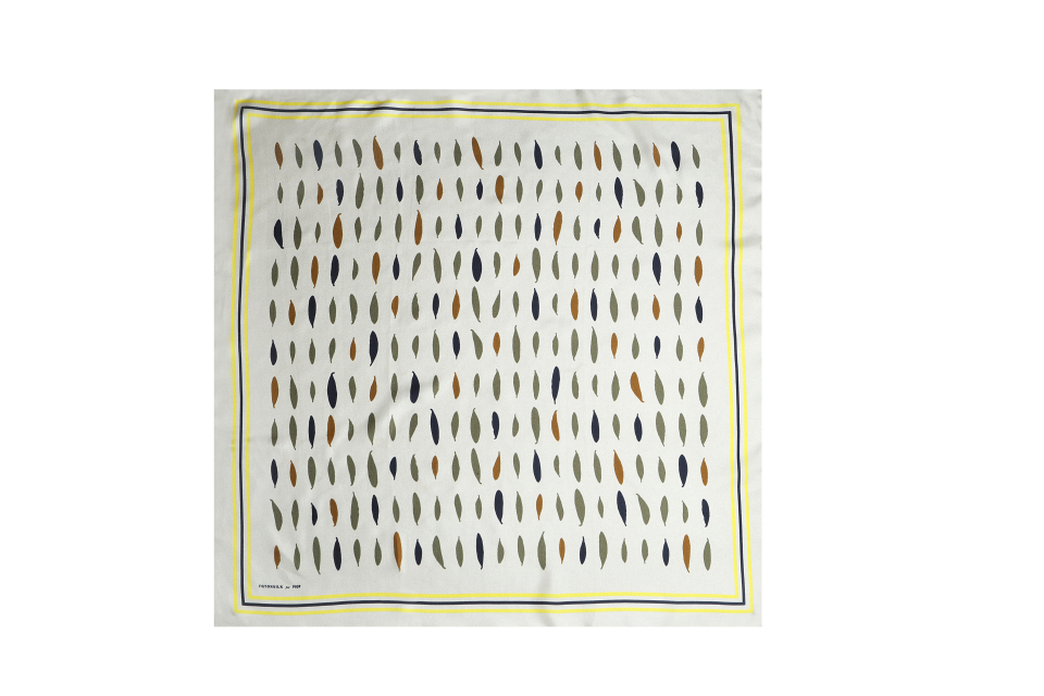 Olive leaves silk scarf 68x68cm 1