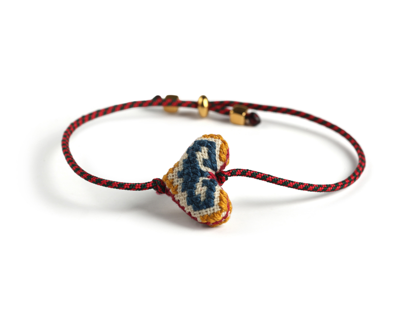 Βραχιόλι Καρδιά Κέντημα Μπλε