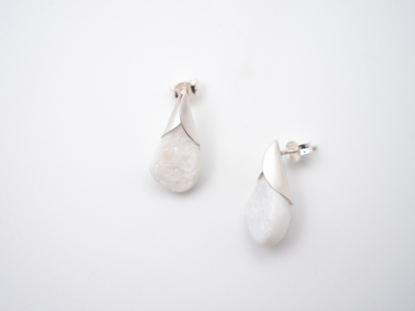 Earrings Silver and Marble 2