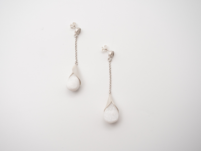 Σκουλαρίκια Κρεμαστά Ασήμι και Μάρμαρο 2