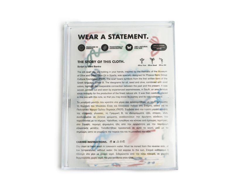 Linear B silk scarf 160x35cm 2