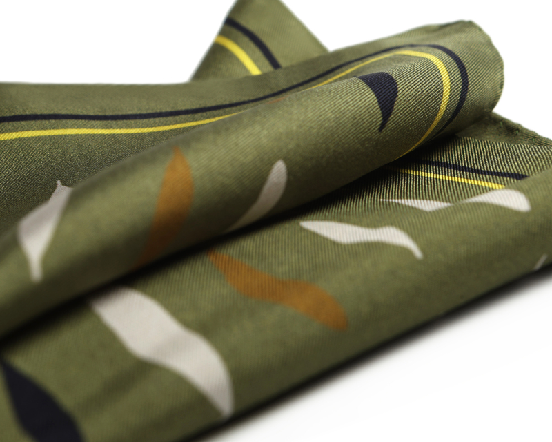 Μεταξωτό Μαντήλι Τσέπης Φύλλα Ελιάς 30x30εκ. 1