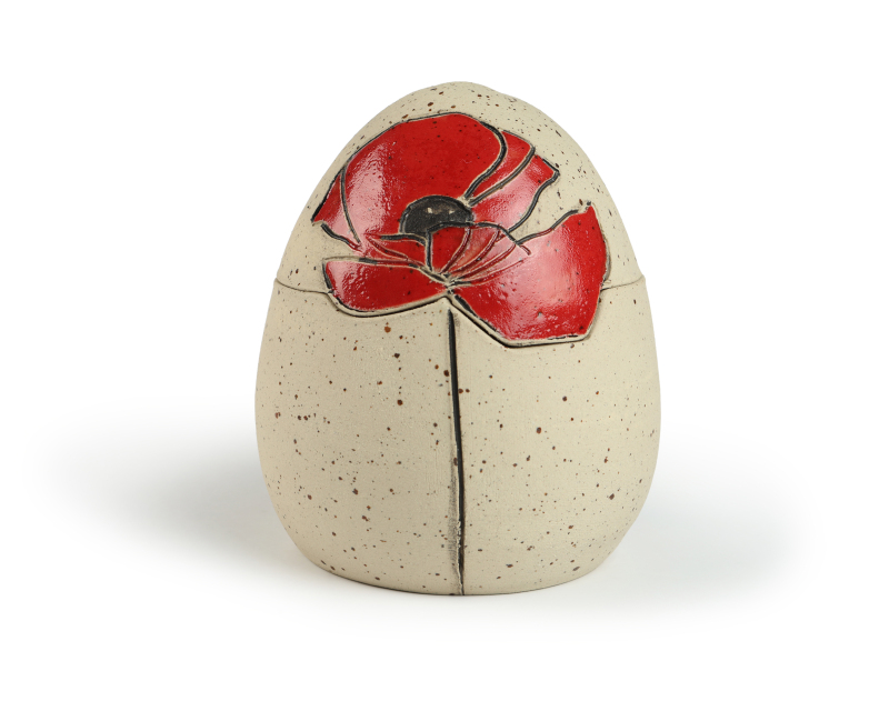 Ceramic Egg Box with Poppy