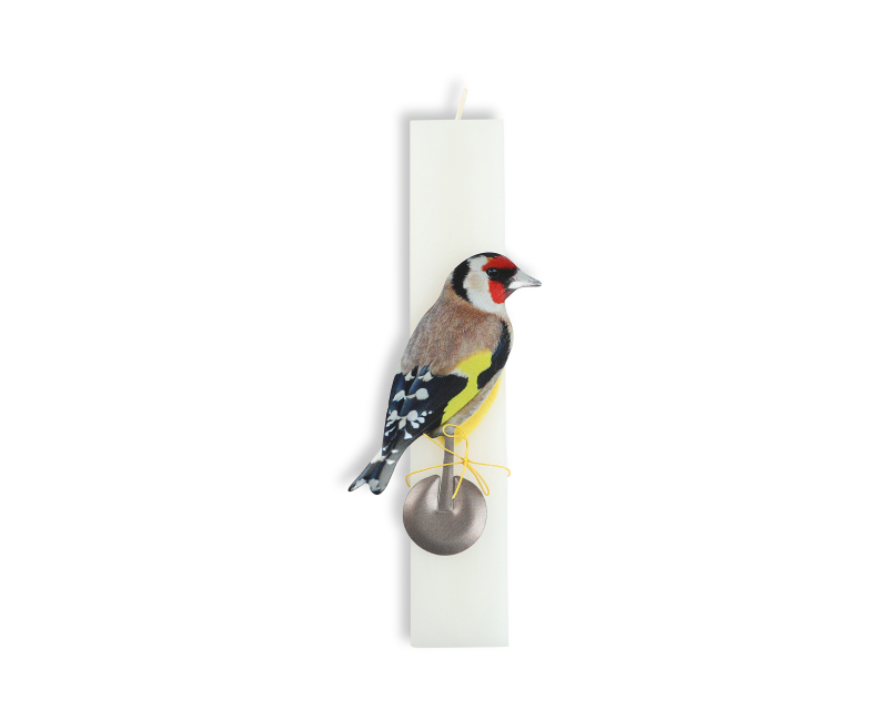 Easter Candle with Goldfinch Table Decoration
