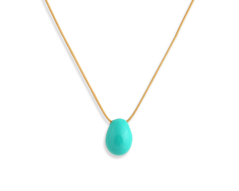 Egg Shaped Pendant with Emerald Enamel